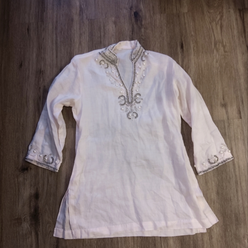 Embroidered tunic,pink